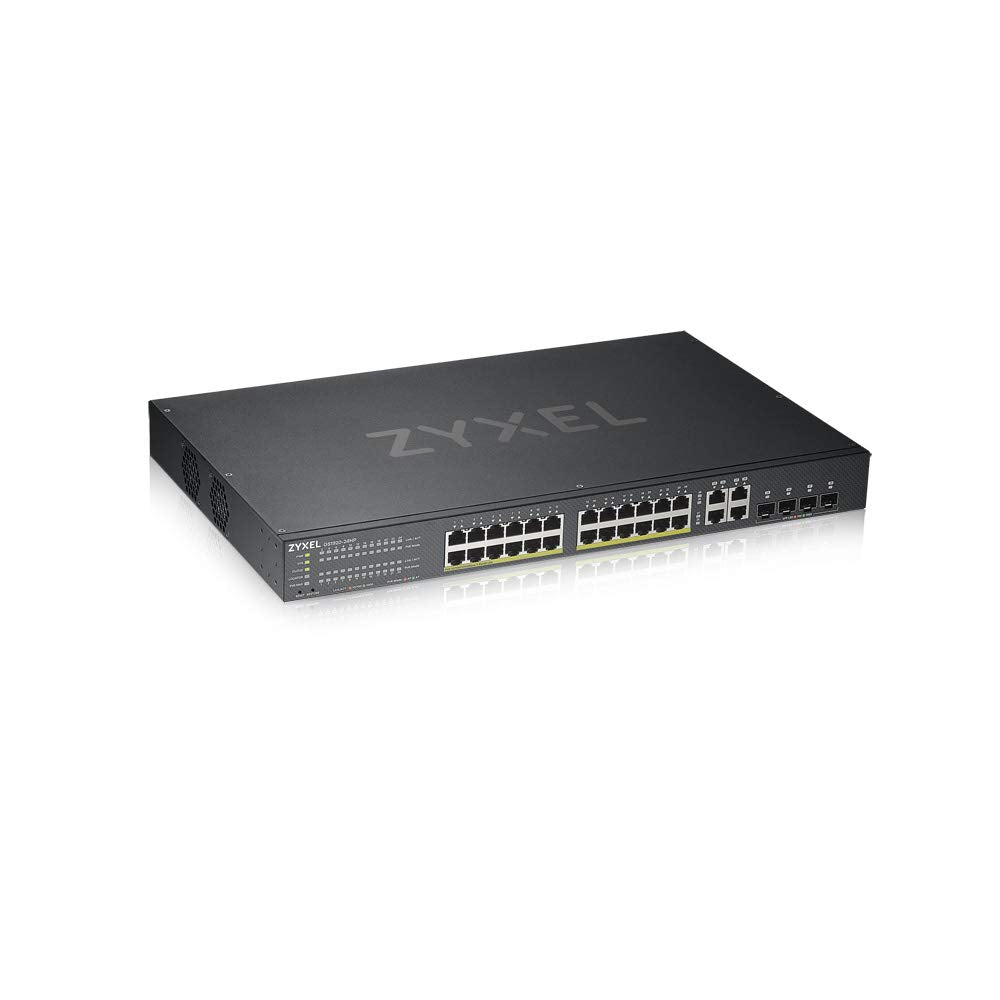 Zyxel Nebula Gigabit Ethernet Smart-Managed PoE+ Switch mit 24 Ports, einem Budget von 375 Watt und 4 Gigabit-Combo-Ports und Hybrid Cloud-Modus, Lifetime Garantie [GS1920-24HPv2]