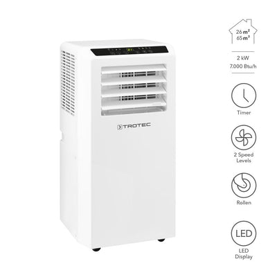 TROTEC Lokales Klimagerät mit Heizfunktion PAC 2010 SH mobile Klimaanlage 4-in-1 Kühlung, Beheizung, Ventilation, Entfeuchtung Klimagerät 2 kW 7.000 BTU/h für Raumgröße bis 26 m² und 65 m³