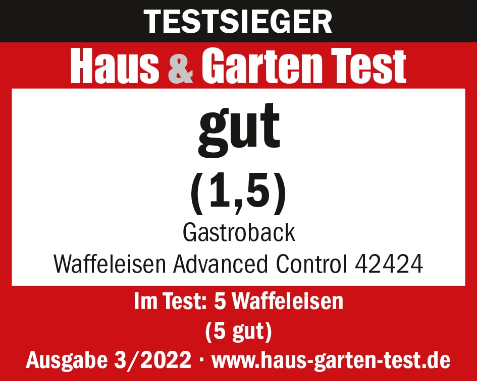 GASTROBACK 42424 Waffeleisen Advanced Control, 5 Verschiedene Programme, 7 Bräunungsstufen, Steuerung über LCD–Display, 1.600 Watt, Edelstahl, silber