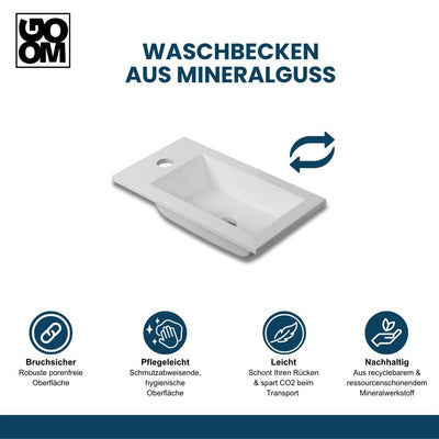 GOOM Gäste-WC Waschtisch Set 40 cm Badmöbel Vormontiert Klein Waschbecken mit Unterschrank (Schwarz)