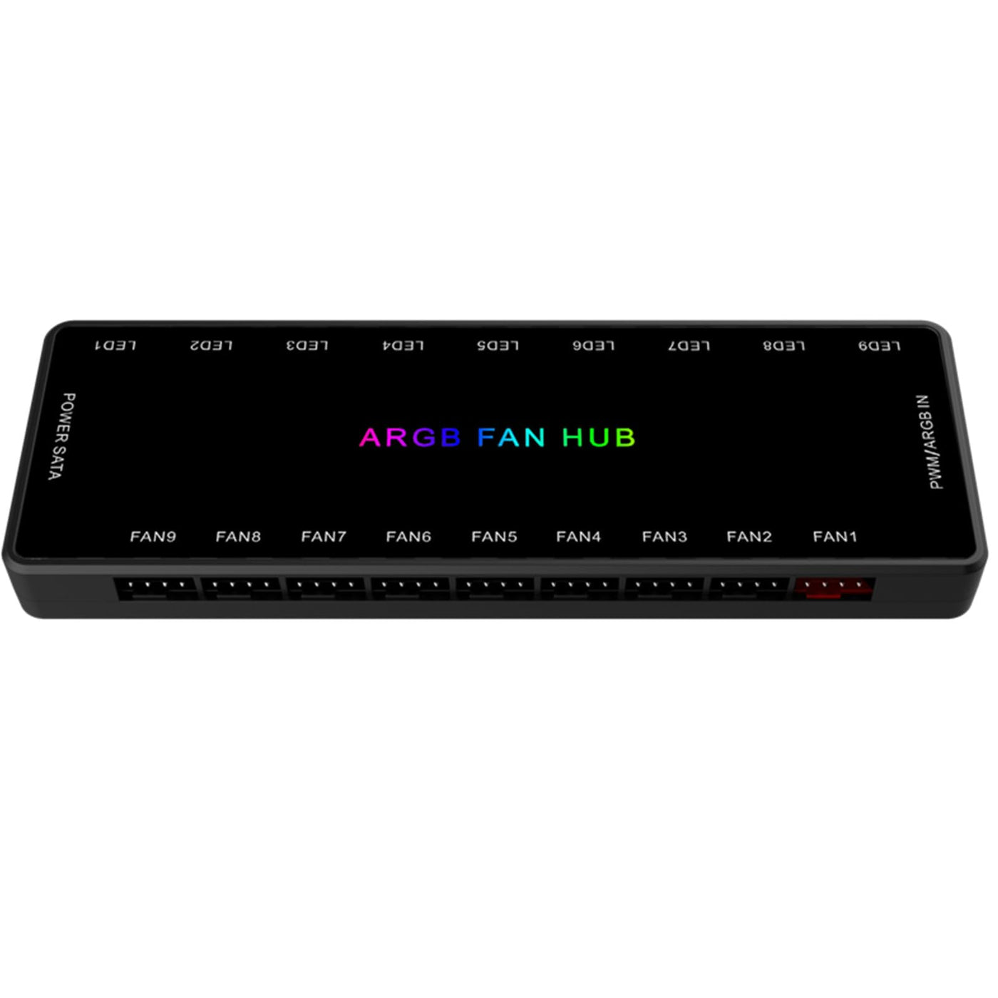 ARGB PWM Fan Hub, Addressable 5V 3Pin ARGB & 12V 4Pin PWM 2-in-1 RGB Case Fan Hub with Hidden Magnetic Base and SATA Power 18 Port, Support 9 Computer CPU Fans Splitter