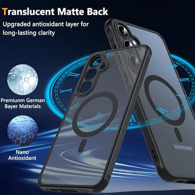 BESINPO Magnetisch Für Samsung Galaxy A55 5G Hülle mit Panzerglas Glas, Militärschutz Handyhülle A55 5G Stoßfest Robust Dünn Schutzfolie Schutzhülle Case Cover für Samsung A55(Schwarz)