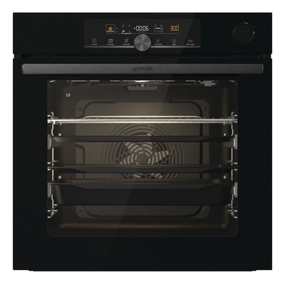 Gorenje 738009 OptiBake Advanced BSA 6747 A04BG Einbau-Backofen / 77L / Heißluft/AutoBake/Touch Bedienung/Bratenthermometer/GentleClose & Open/SteamAssist/StepBake/PizzaMode 300°C/schwarz