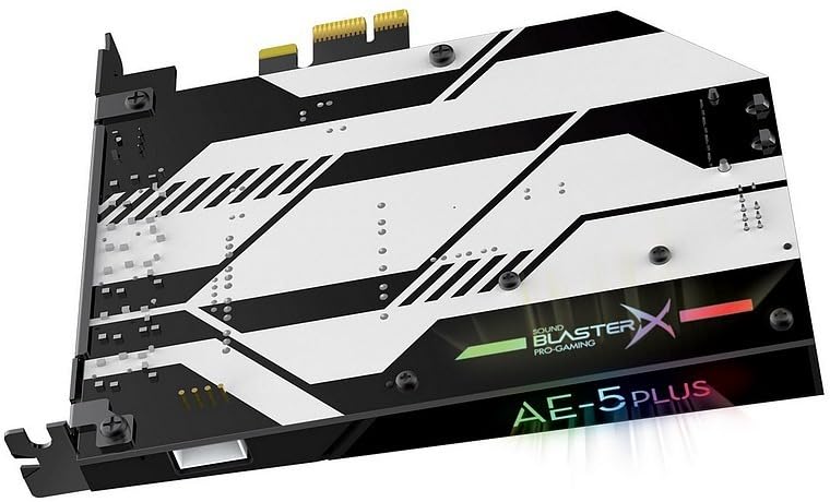 Creative Sound BlasterX AE-5 Plus SABRE32 Hochauflösende PCI-e-Gaming-Soundkarte und DAC mit 32-Bit / 384 kHz, Dolby Digital und DTS mit bis zu 122 dB Rauschabstand, RGB-Aurora-Beleuchtungssystem