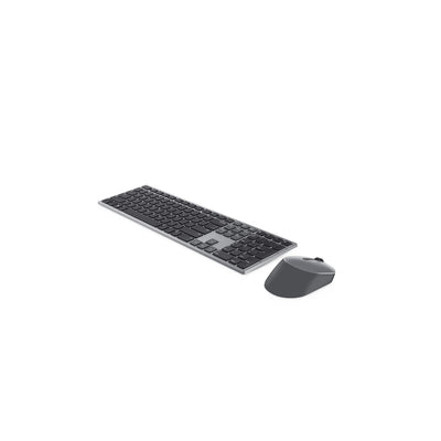 Dell KM7321W Kabellose Tastatur und Maus für UK-Multigeräte (QWERTY), 2,4 GHz, Bluetooth 5.0, 128 Bit AES-Verschlüsselung, 4000 DPI, kompatibel mit Windows, Mac, Linux, Chrome und Android, Grau