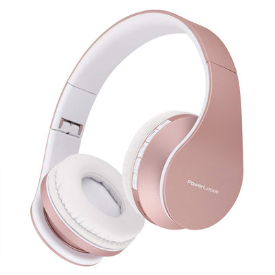 Bluetooth Kopfhörer, PowerLocus Over Ear Wireless Bluetooth Kopfhörer Faltbar Kabellose On Ear Ohrhörer Headset Aux-Unterstützung mit Mikrofon Freiscprechfunktion für iPhone, Android, PC (Rose Gold)