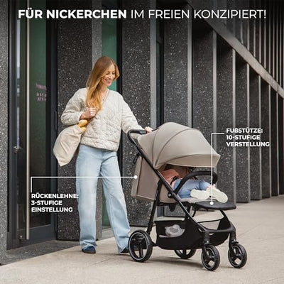 Kinderkraft TRIG 3 Kinderwagen, Kinderbuggy, Liegewagen, Sportwagen, Buggy, Zusammenklappen, Breite und tiefe Sitz, mit Liegeposition, 4 Rad Dämpfung, Große Dach, 5-Punkt-Gurt, bis zu 25 kg, Schwarz