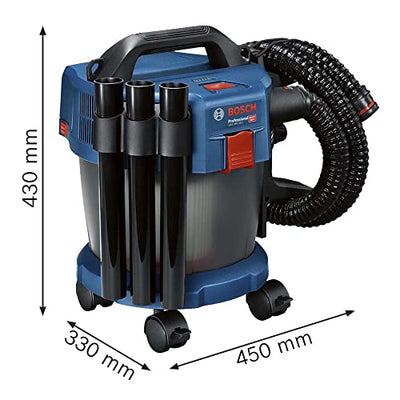 Bosch Professional 18V System Industriestaubsauger GAS 18V-10 L (inkl. 1,6 m Schlauch, 3 Verlängerungsrohre, ohne Akku/ Ladegerät)