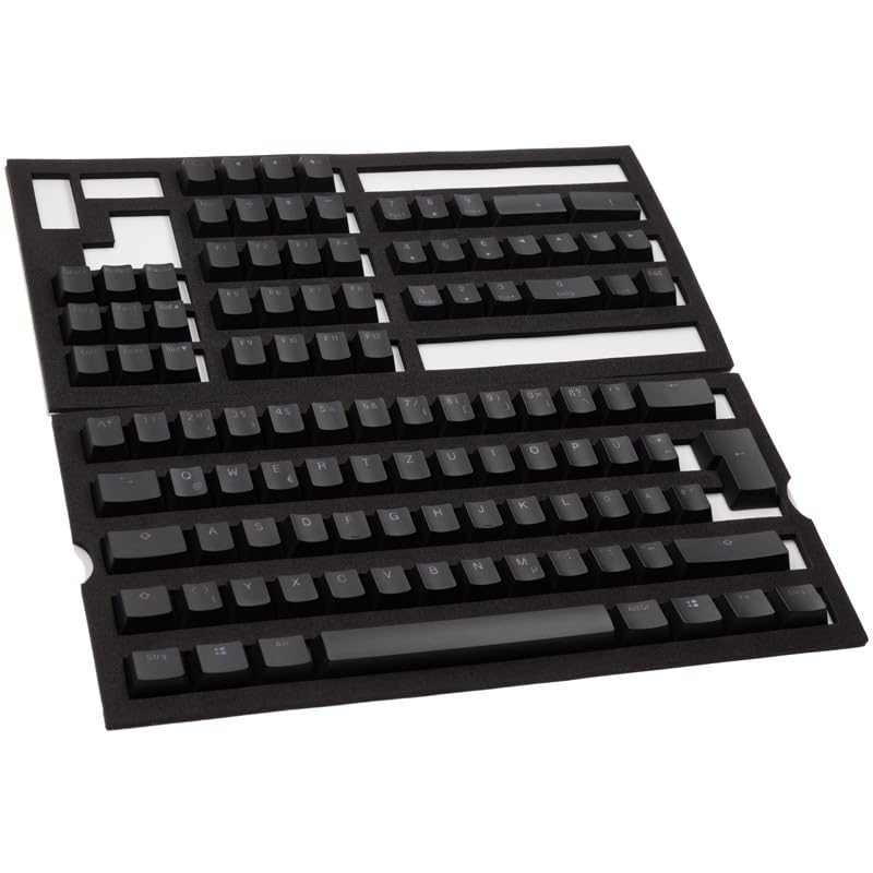 Ducky PBT Double-Shot Tastenkappen-Set für Hintergrundbeleuchtung, DE-Layout, Schwarz