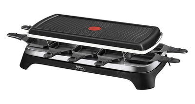 Tefal Raclette Ambiance RE4588 | für 10 Personen, inklusive Tischgrill-Funktion | Grillplatte antihaftbeschichtet + spülmaschinengeeignet | 2 Meter langes abnehmbares Kabel | Schwarz/Edelstahl | 1350W