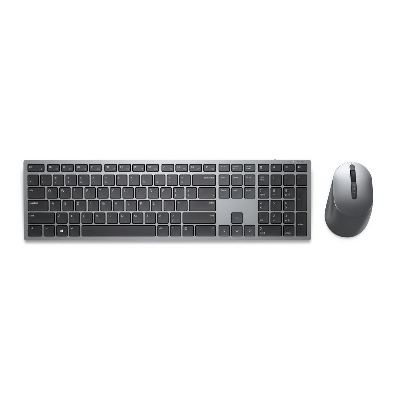 Dell KM7321W Kabellose Tastatur und Maus für UK-Multigeräte (QWERTY), 2,4 GHz, Bluetooth 5.0, 128 Bit AES-Verschlüsselung, 4000 DPI, kompatibel mit Windows, Mac, Linux, Chrome und Android, Grau