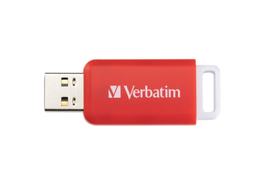 Verbatim DataBar USB Stick, kompakter Speicherstick mit 16 GB Datenspeicher, portabler USB 2.0 Memory Stick in Rot, ideal für Laptop, PC und Notebook