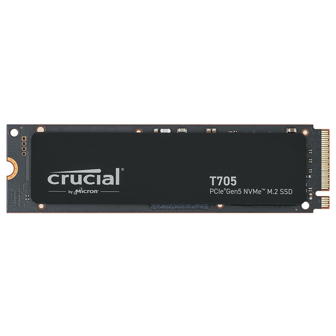 Crucial T705 4TB SSD PCIe Gen5 NVMe M.2 Interne SSD, bis zu 14.100MB/s, Microsoft DirectStorage, PCIe 4.0 abwärtskompatibel, Solid State Drive - CT4000T705SSD3