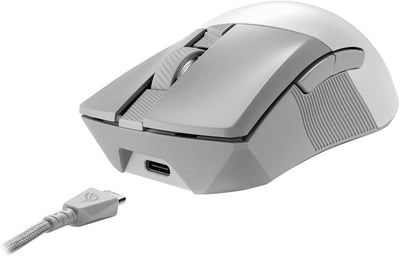 ASUS ROG Gladius III Wireless AimPoint White RGB Gaming Maus (optischer ROG AimPoint-Sensor, 36.000 DPI, 650 IPS, ROG Micro Switches, ergonomisch, 2,4-GHz, Bluetooth, USB, weiß)