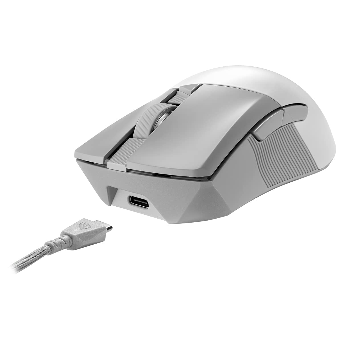 ASUS ROG Gladius III Wireless AimPoint White RGB Gaming Maus (optischer ROG AimPoint-Sensor, 36.000 DPI, 650 IPS, ROG Micro Switches, ergonomisch, 2,4-GHz, Bluetooth, USB, weiß)