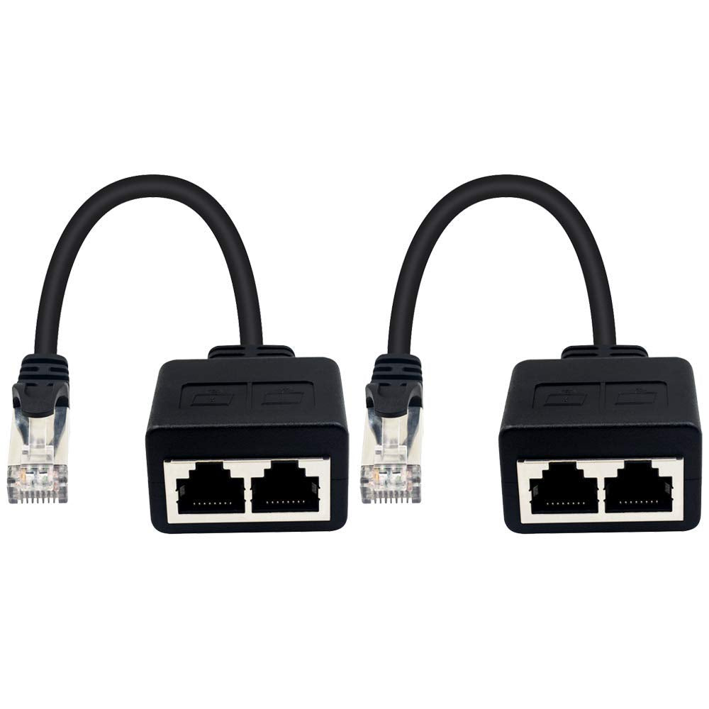 Duttek LAN Splitter, RJ45 LAN verteiler 1 auf 2, 1 männlich zu 2 weiblich Adapter für Ethernet CAT 5/CAT 6 LAN Ethernet Kabel Extender Netzwerk Adapter Stecker (1 Paar)