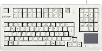 CHERRY G80-11900, Kabelgebundene Tastatur mit Touchpad, für Industrieanwendungen, Deutsches Layout (QWERTZ), für Dauereinsatz, mit Ziffernblock, Weiß