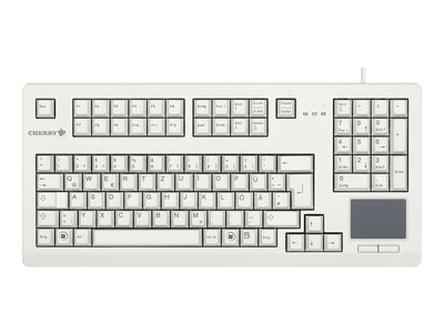 CHERRY G80-11900, Kabelgebundene Tastatur mit Touchpad, für Industrieanwendungen, Deutsches Layout (QWERTZ), für Dauereinsatz, mit Ziffernblock, Weiß