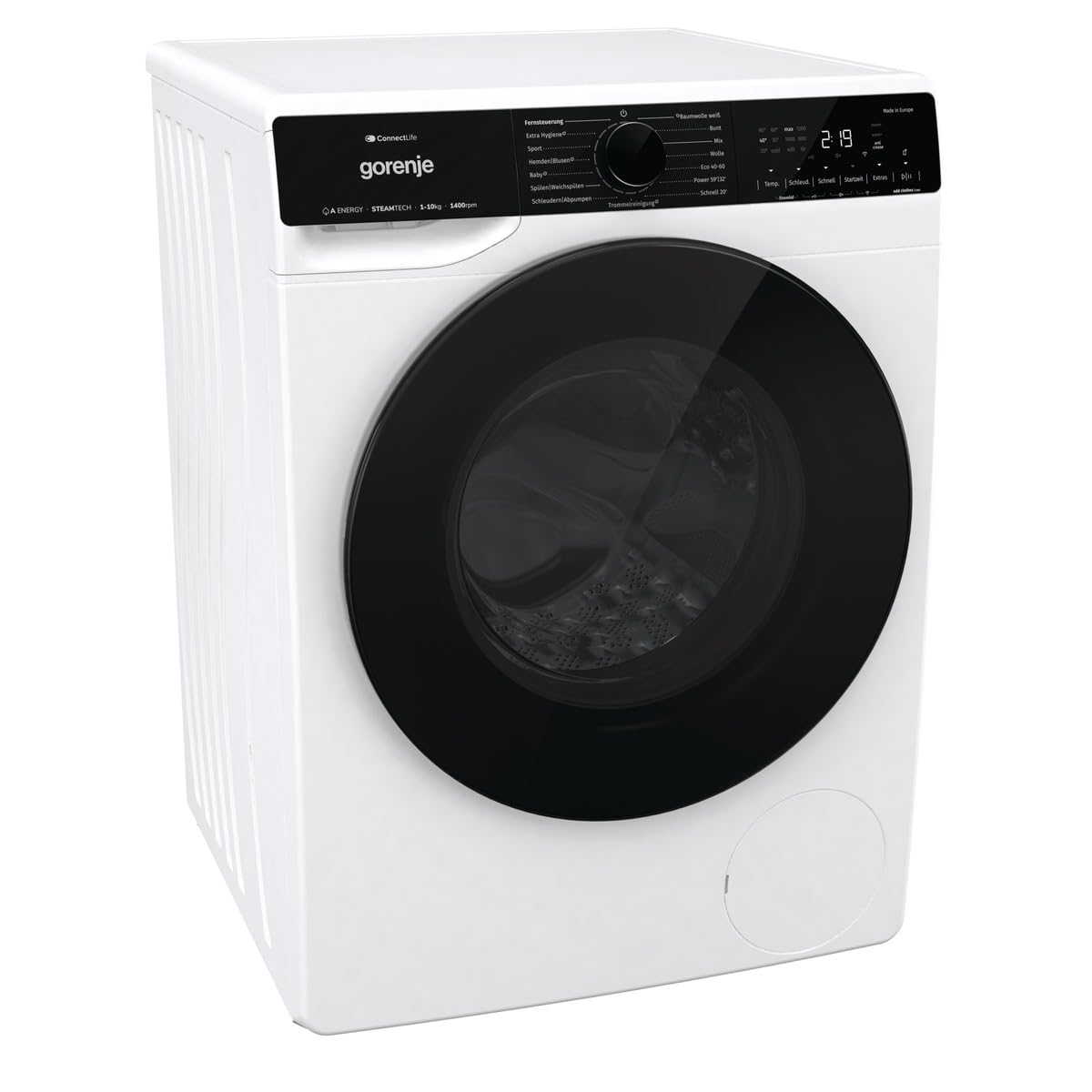 Gorenje WPNA 14 ATSWIFI3 Waschmaschine, 10kg, WiFi, EEK A, Made in Europe, Inverter PowerDrive Motor, 1400 U/min, 15 Programme, AquaStop, SteamTech, Schnellprogramm, weiß