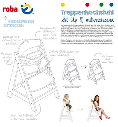 roba Treppenhochstuhl Sit Up III - Mitwachsender Baby Hochstuhl - ab 6 Monaten - Kinderhochstuhl aus Holz natur - Stuhl bis 50 kg belastbar, 1 Stück (1er Pack)