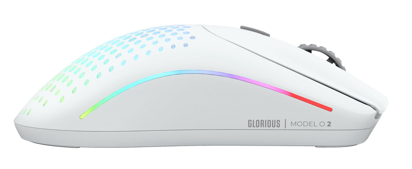 Glorious Gaming Model O 2 Wireless Gaming Mouse – 2,4 GHz & Bluetooth hybrid, superleichte 68 g, lange Akkulaufzeit, 26 k BAMF 2.0 Sensor, RGB-Beleuchtung, beidhändig, 6 Tasten, PTFE-Füße – Weiß