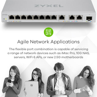 Zyxel Web-Managed Multi-Gigabit Switch mit 12 Ports, Davon 3 mit 10G und 1 mit 10G SFP+ [XGS1250-12]