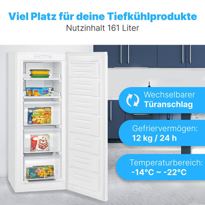 Bomann® Gefrierschrank Nofrost freistehender Tiefkühlschrank 161 L | Total No Frost - nie wieder abtauen - Schnellgefrierfunktion u. MultiAirflow-System | Türanschlag wechselbar | GS 7343 weiß