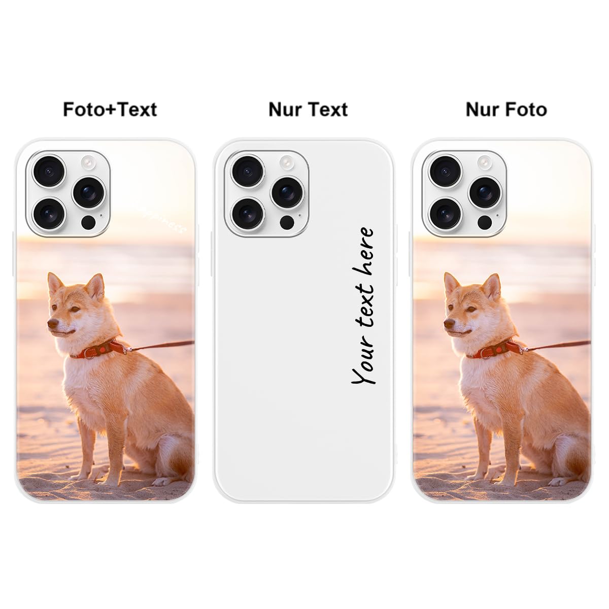 Yoedge Handykette Personalisierte Handyhülle für iPhone 16 Pro Max Weiß Hülle mit Band Kordel 6,9", Selbst Gestalten/personalisiert mit Foto Bild Text Individuelle Schutzhülle für iPhone 16 Pro Max