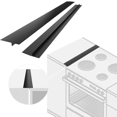 ddLUCK 2 Stück Silikon-Ofen Spaltabdeckung, 63,5 cm lang, Spaltfüller, langer Spaltfüller, Dichtet verschüttete Flüssigkeiten zwischen Theke, Herd, Backofen, Waschmaschine und Küchengeräten (Schwarz)