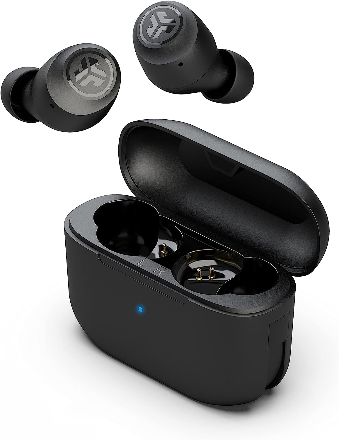 JLab Go Air Pop In Ear Kopfhörer kabellos Bluetooth, True Wireless Kopfhörer, 32+ Std Headphones, kabellose Ohrhörer, Earbuds mit Mikrofon, USB Ladebox, Dual Connect, EQ3 Sound, Schwarz