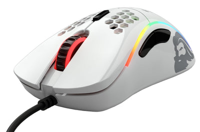 Glorious Gaming Model D Wired Gaming Mouse – superleichtes Wabendesign mit 68 g, RGB-Beleuchtung, ergonomisch, Pixart 3360 Sensor, Omron-Schaltern, PTFE-Füße, 6 Tasten – Glänzend Weiß