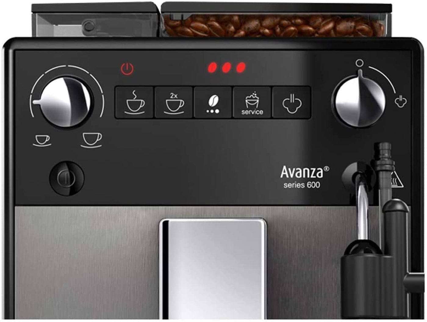 Melitta Avanza - Kaffeevollautomat mit Milchsystem, Kaffeemaschine mit Mahlwerk und extragroßem Wassertank (1,5 l) für z. B. Cappuccino oder Espresso, mystic titan