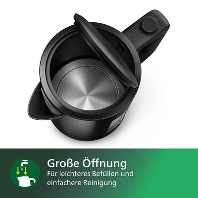 Philips Wasserkocher – 1.7 L Fassungsvermögen mit Kontrollanzeige, Pirouettenbasis, schwarz (HD9318/20)