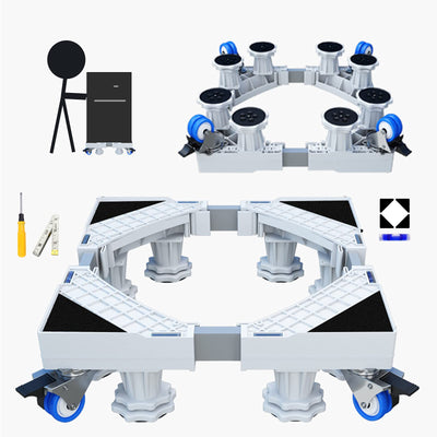 CarolynDesign Waschmaschinenständer, multifunktional, bewegliche, verstellbare Basis mit 4 x 2 feststellbaren Lenkrollen und 8 starken Füßen für Waschtrockner und Kühlschrank (L)
