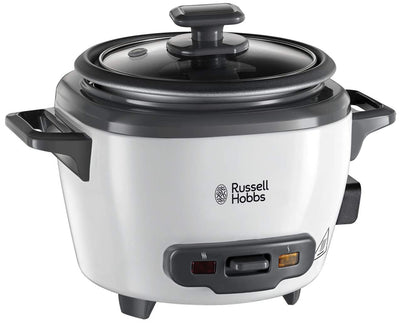 Russell Hobbs Reiskocher mini [small] 0,4l (Warmhaltefunktion, antihaftbeschichteter Gartopf, Reislöffel & Messbecher, ideal auch für Quinoa & Couscous, Reiswärmer) 27020-56, ‎Weiß/Schwarz