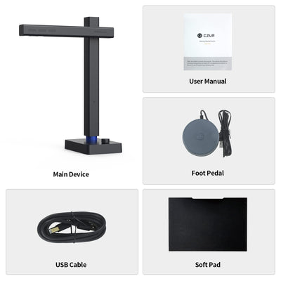 CZUR USB-Dokumentenkamera 8MP, A4 Overhead Scanner, Tragbarer Dokumentenscanner mit OCR, für Live-Präsentationen Webkonferenzen Online Unterricht, Kompatibel mit MacOS/Windows (Shine 800 Pro A4)