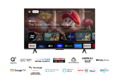 TCL 55T7B 55-Zoll QLED Pro Fernseher, 4K Ultra HD, HDR Pro, Smart TV Unterstützt von Google TV (Dolby & Atmos, Motion Clarity, Freihändige Sprachsteuerung, Kompatibel mit Google Assistant & Alexa)