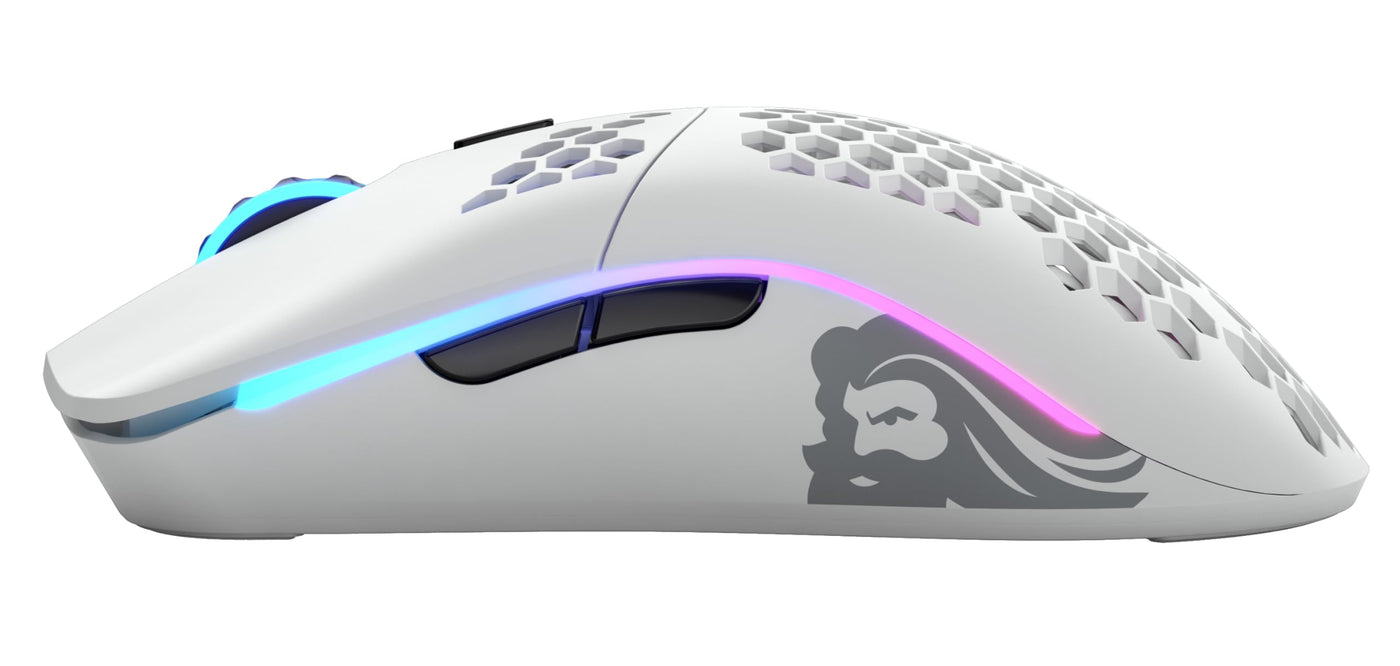 Glorious Gaming Model O Wireless Gaming Mouse – Superleichte 69 g, Wabendesign, RGB-Beleuchtung, beidhändig, verzögerungsfreier 2,4-GHz-Funk, bis zu 71 Stunden Akku – Mattweiß