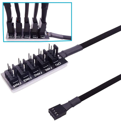 Greluma 2 Stk PWM-Lüfter-Hub PC 5-Wege PWM-Lüfter-Splitter-Hub Adapterkabel für 12 V Desktop Computer-Kühler-Gehäuselüfter 4-polig und 3-polig