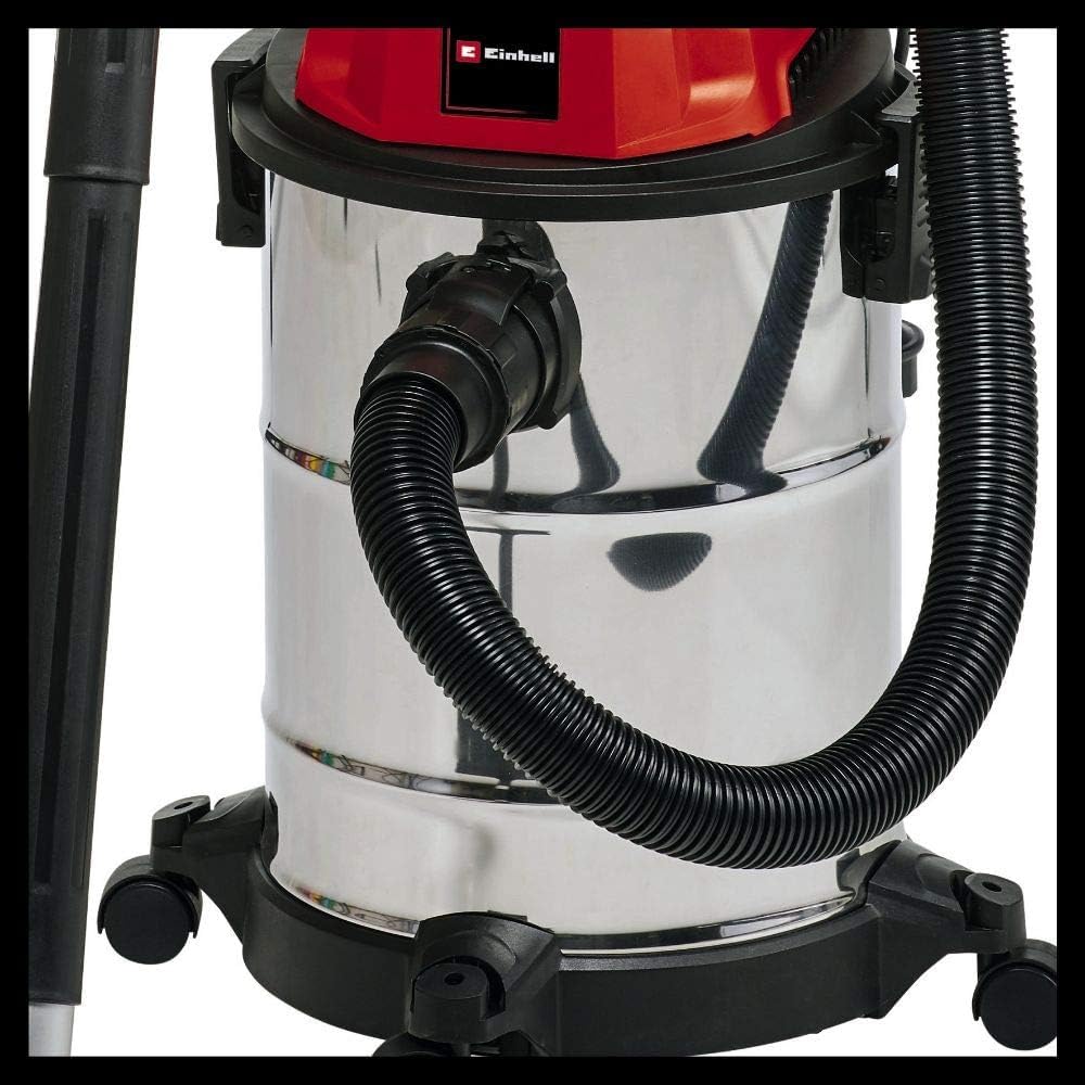 Einhell Nass-Trockensauger TC-VC 1820 S (1250 Watt, Edelstahlbehälter 20l, Blasanschluss, 4 Rollen, Schlauchsystem Ø36mm inkl. Saugschlauch + Verlängerung, Kombidüse + Filter), Schwarz