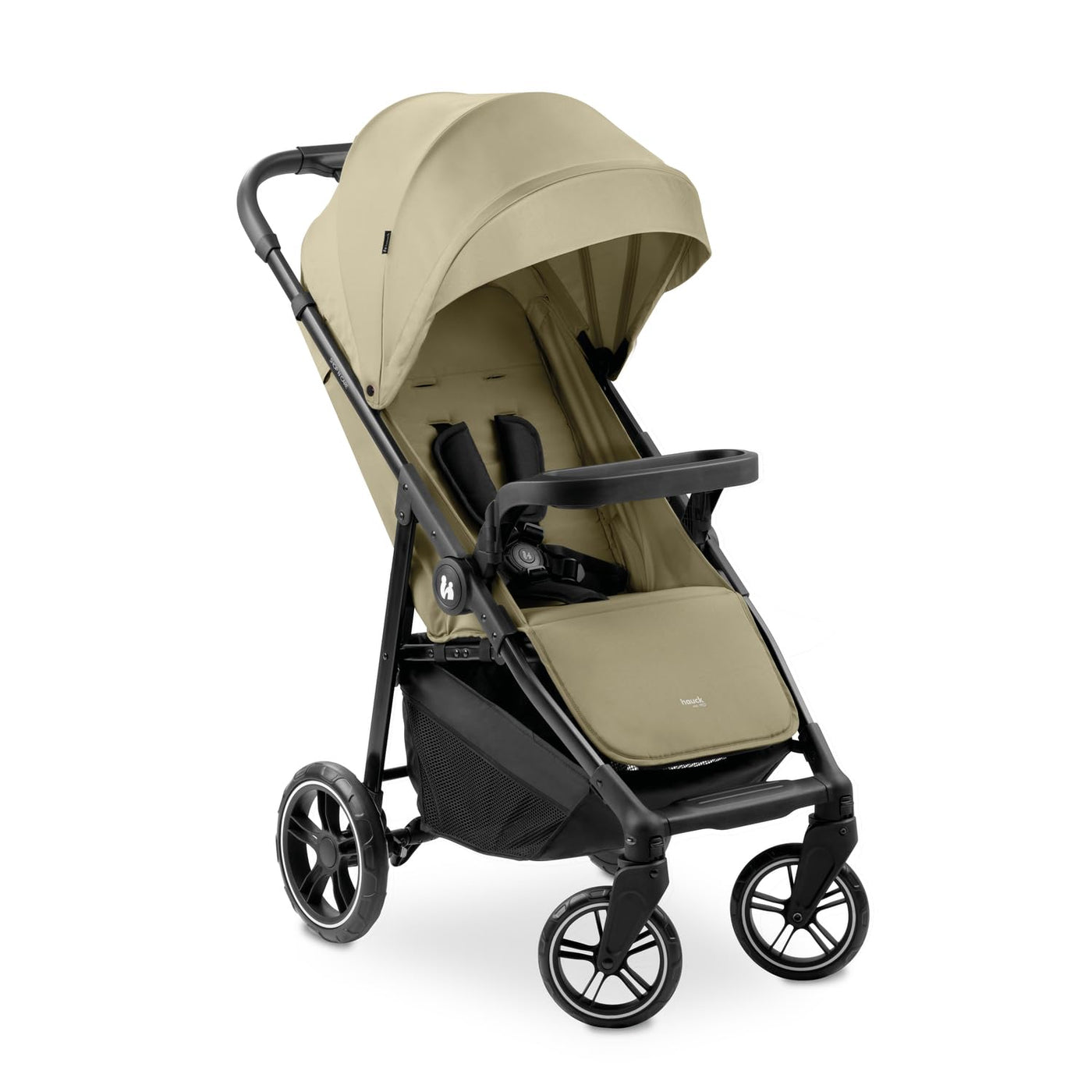 hauck Buggy Shop N Care für Kinder ab Geburt bis 22 kg mit Liegefunktion, Getränkehalter und Snack Tablett, Klein Zusammenklappbar, Sonnenverdeck (UPF 50+), XL Korb bis 3 kg (Olive)