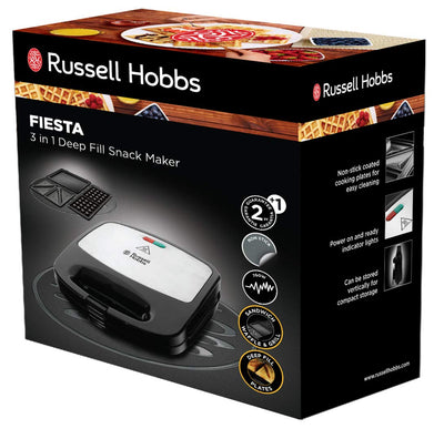 Russell Hobbs Multifunktionsgerät 3-in-1 [Sandwichmaker, Waffeleisen, Kontaktgrill] Fiesta (spülmaschinengeeignete & antihaftbeschichtete Platten, erweiterbar: Cake Pop, Mini Donut, Churros) 24540-56