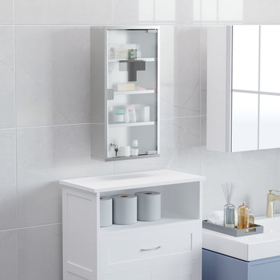 HOMCOM Medizinschrank mit Schloss, Edelstahl Arzneischrank für Erste Hilfe, 30 x 12 x 60 cm, abschließbar