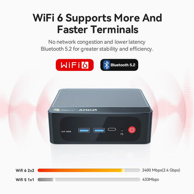 Beelink Mini PC AMD Ryzen 7 5850U(8C/16T,bis zu 4.4 GHz), SER5 Pro Mini Computer 16GB DDR4 500GB M.2 2280 PCIe3.0 SSD, 4K@60Hz Triple Output/WiFi 6/BT5.2/HDMI/DP/Type-C