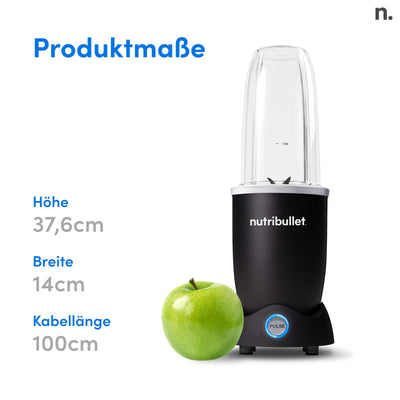 Nutribullet Pro 1200, Elektrischer Mixer, Zerkleinerer, Smoothie Mixer, Multifunktionsmixer, 1200w Leistung, 700ml und 900ml Gläser, schwarz, NB120MB