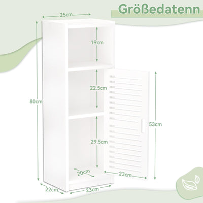 Dripex Badezimmerschrank, Toilettenschrank, Badschrank schmal, Beistellschrank, Aufbewahrungsschrank 80x25x22cm, in weiß