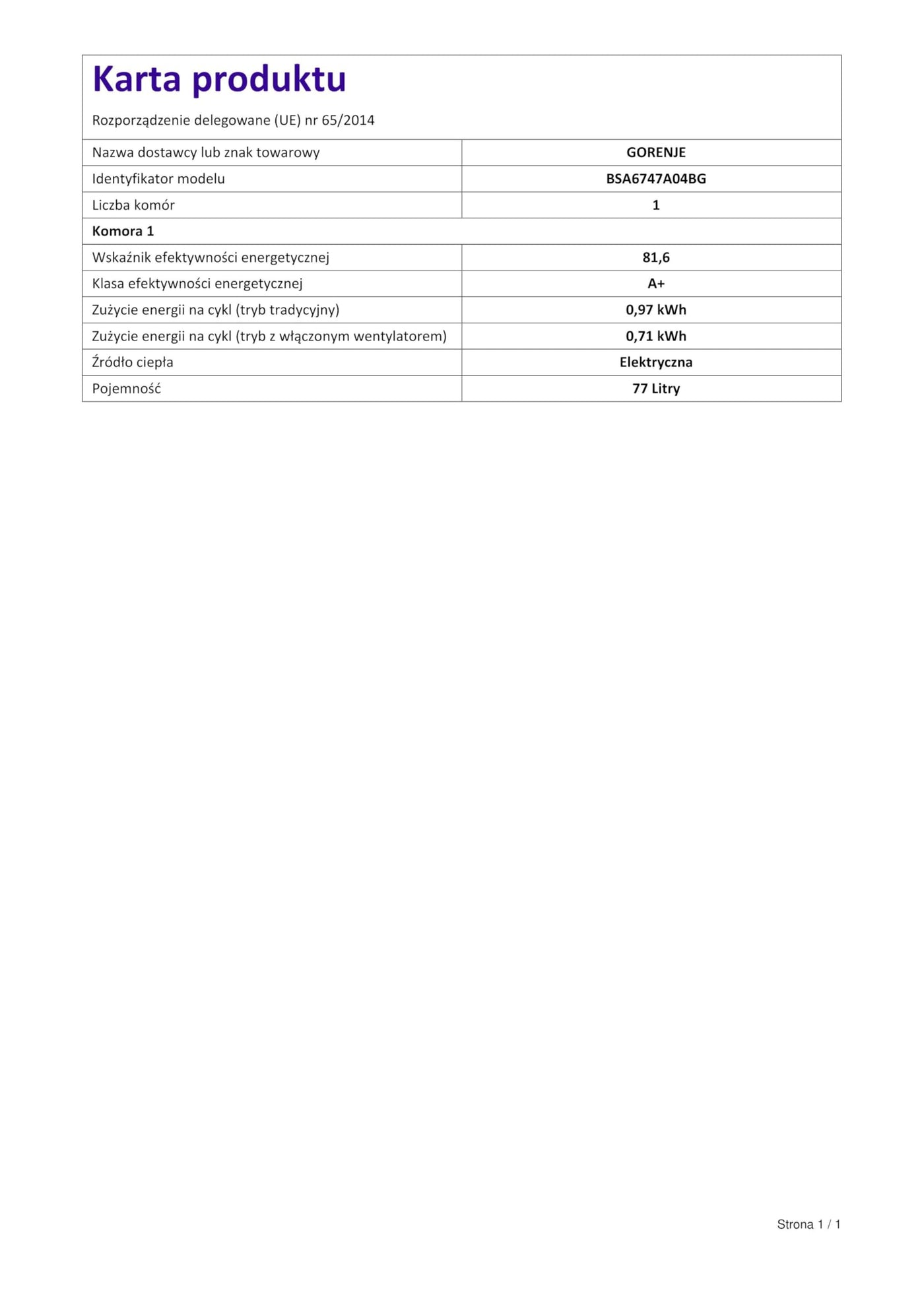 Gorenje 738009 OptiBake Advanced BSA 6747 A04BG Einbau-Backofen / 77L / Heißluft/AutoBake/Touch Bedienung/Bratenthermometer/GentleClose & Open/SteamAssist/StepBake/PizzaMode 300°C/schwarz