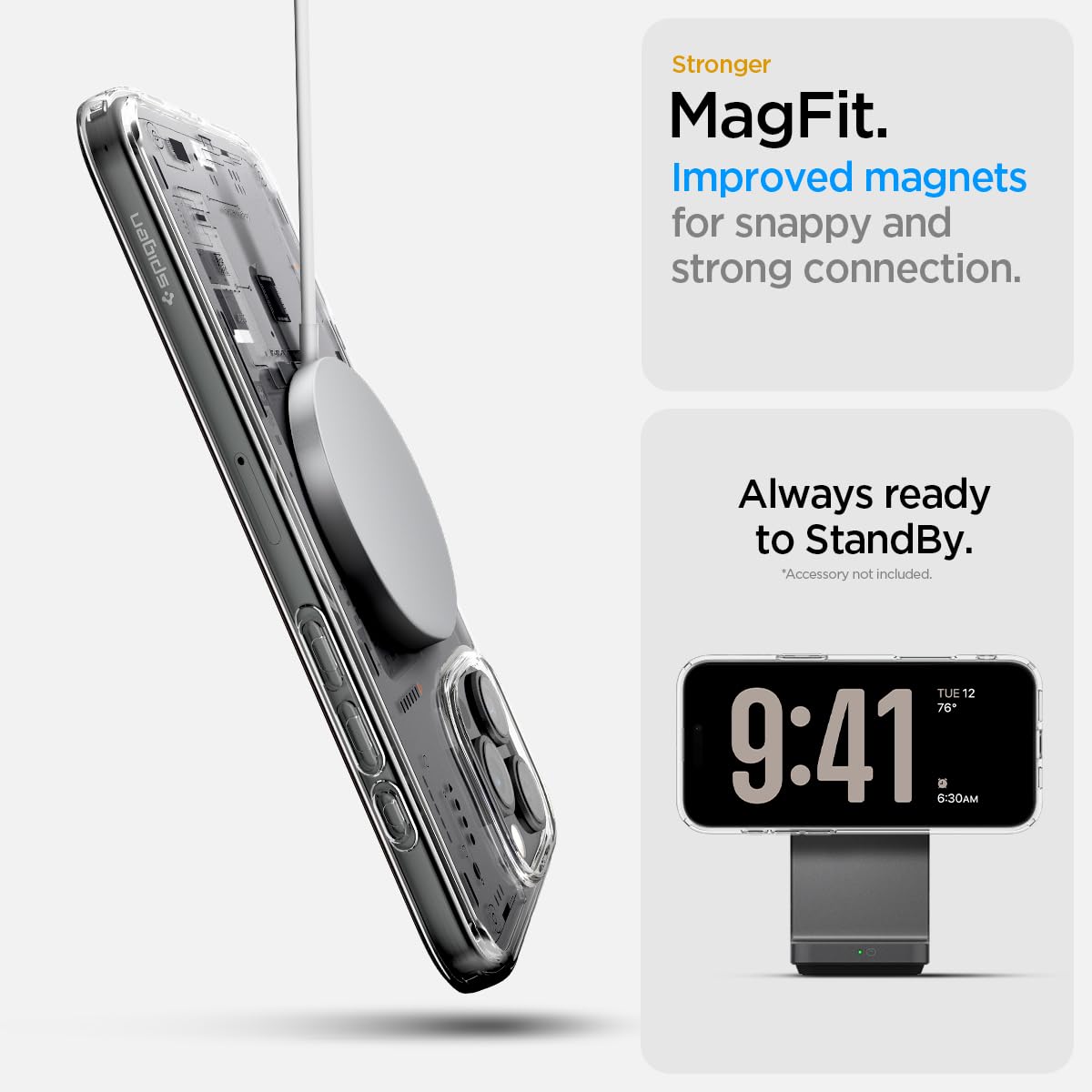 Spigen für iPhone 16 Pro Max Hülle [Anti-Yellowing] Ultra Hybrid MagFit Case Handyhülle Transparent Dünn Slim Kompatibel mit MagSafe -Neo One