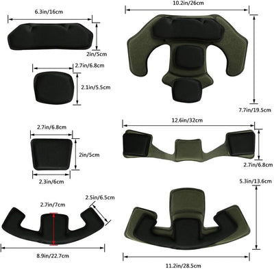 Yzpacc Taktische Helmpolster, universeller Ersatz-EX-Helm, internes Memory-Schaum-Pad, Schutzmatte für ACH Mich FMA EXF-Helm, Schwarz und Grün