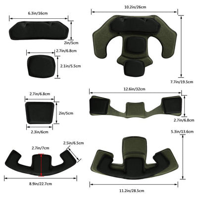 Yzpacc Taktische Helmpolster, universeller Ersatz-EX-Helm, internes Memory-Schaum-Pad, Schutzmatte für ACH Mich FMA EXF-Helm, Schwarz und Grün